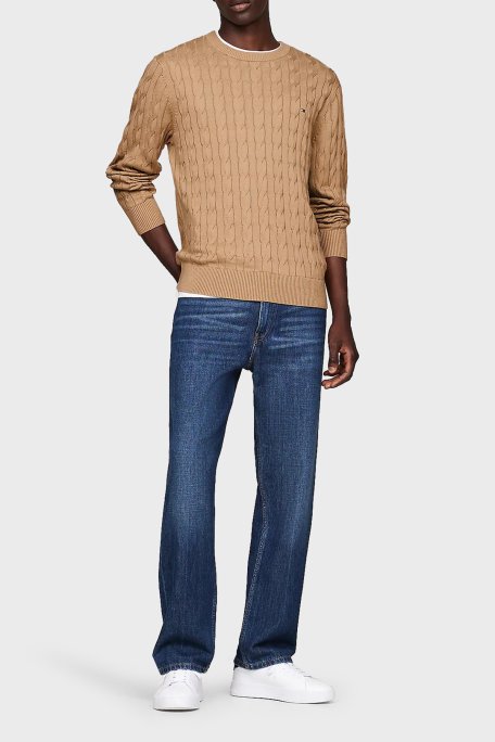 Tommy Hilfiger Pamuklu Relaxed Fit Bisiklet Yaka Örme Erkek Kazak MW0MW33132 RBC KOYU HAKİ - 3
