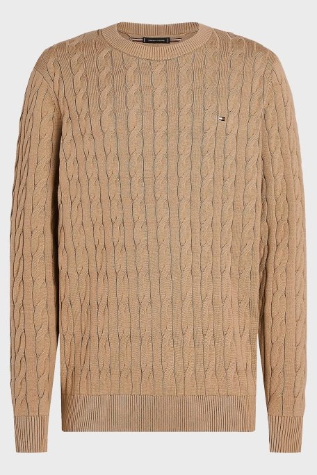Tommy Hilfiger Pamuklu Relaxed Fit Bisiklet Yaka Örme Erkek Kazak MW0MW33132 RBC KOYU HAKİ - 5