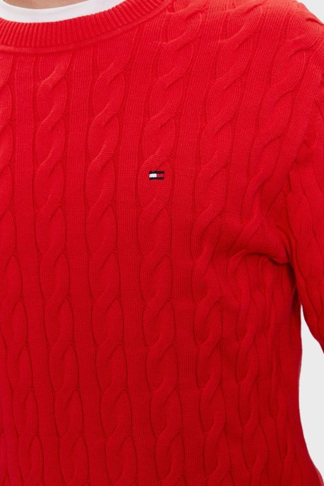 Tommy Hilfiger Pamuklu Relaxed Fit Bisiklet Yaka Örme Erkek Kazak MW0MW33132 XLG KIRMIZI - 8