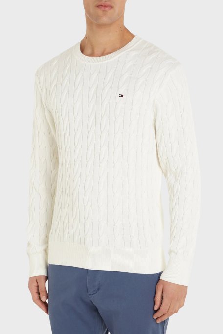 Tommy Hilfiger Pamuklu Relaxed Fit Örme Kazak Erkek Sweat MW0MW33132 YBI BEYAZ - 1