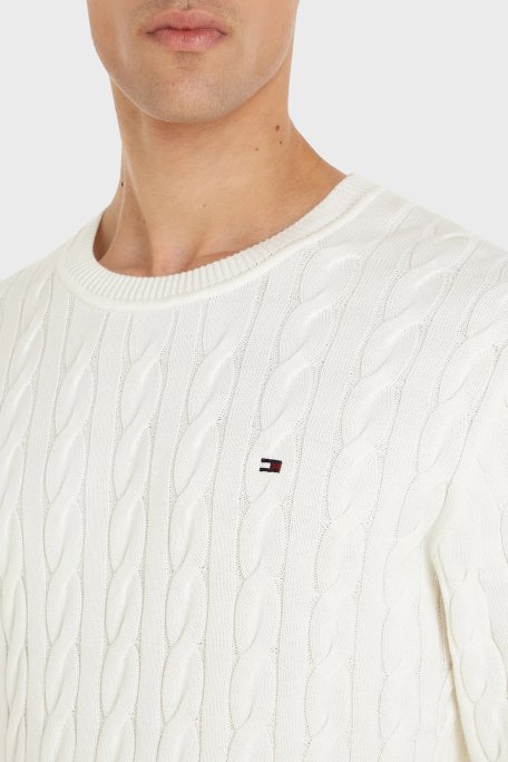 Tommy Hilfiger Pamuklu Relaxed Fit Örme Kazak Erkek Sweat MW0MW33132 YBI BEYAZ - 2