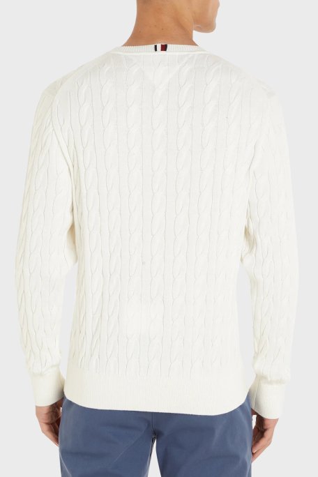 Tommy Hilfiger Pamuklu Relaxed Fit Örme Kazak Erkek Sweat MW0MW33132 YBI BEYAZ - 3