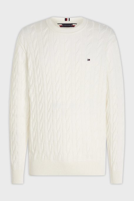 Tommy Hilfiger Pamuklu Relaxed Fit Örme Kazak Erkek Sweat MW0MW33132 YBI BEYAZ - 4