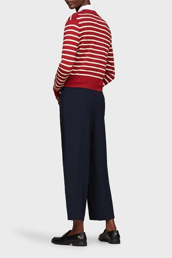 Tommy Hilfiger Pamuklu Slim Fit Çizgili Bayan Hırka WW0WW43148 04U Kiremit-Bej - 7