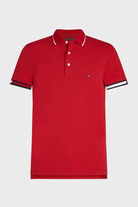 Tommy Hilfiger Pamuklu Slim Fit Düğmeli Erkek Polo Yaka T Shirt MW0MW38458 XLD KIRMIZI - 4