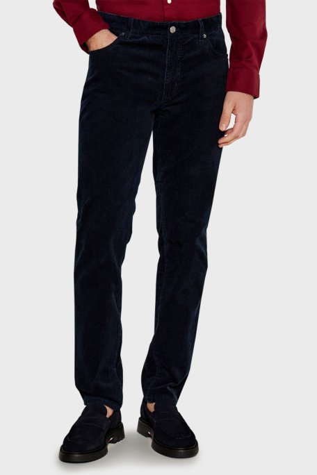 Tommy Hilfiger Pamuklu Straight Fit Düz Paça Kadife Erkek Pantolon MW0MW36696 DW5 LACİVERT - 1