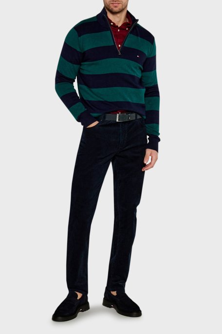 Tommy Hilfiger Pamuklu Straight Fit Düz Paça Kadife Erkek Pantolon MW0MW36696 DW5 LACİVERT - 3