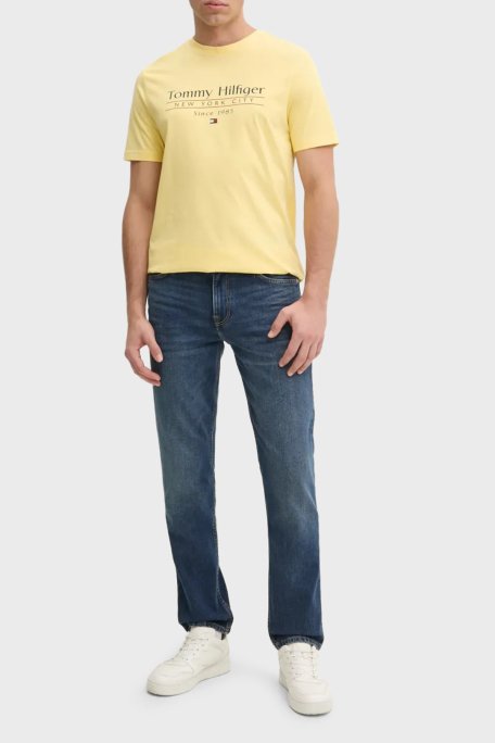 Tommy Hilfiger Pamuklu Straight Fit Normal Bel Düz Paça Jeans Erkek Kot Pantolon MW0MW38826 1BD MAVİ - 6