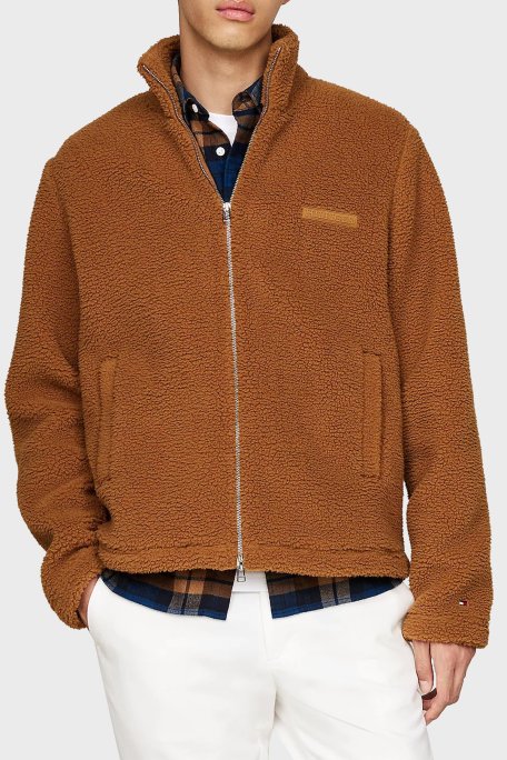 Tommy Hilfiger Regular Fit Dik Yaka Fermuarlı Teddy Polar Erkek Sweat MW0MW37228 HJW KAHVE - 2