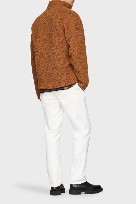 Tommy Hilfiger Regular Fit Dik Yaka Fermuarlı Teddy Polar Erkek Sweat MW0MW37228 HJW KAHVE - 3