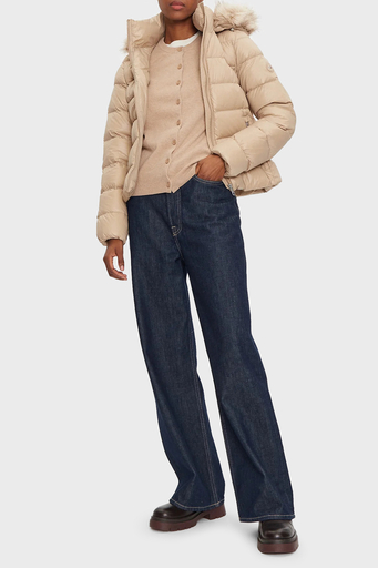 Tommy Hilfiger Regular Fit Su İtici Kuş Tüyü Dolgulu Kapüşonlu Şişme Bayan Mont WW0WW43520 AEG BEJ - 3