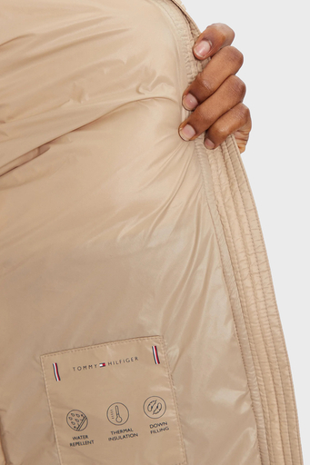 Tommy Hilfiger Regular Fit Su İtici Kuş Tüyü Dolgulu Kapüşonlu Şişme Bayan Mont WW0WW43520 AEG BEJ - 7