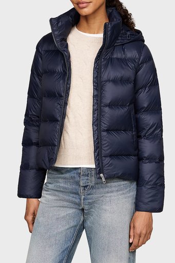 Tommy Hilfiger Regular Fit Su İtici Kuş Tüyü Dolgulu Kapüşonlu Şişme Bayan Mont WW0WW43581 DW5 LACİVERT - 1