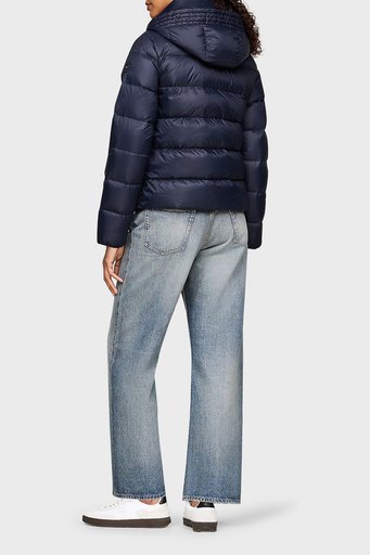 Tommy Hilfiger Regular Fit Su İtici Kuş Tüyü Dolgulu Kapüşonlu Şişme Bayan Mont WW0WW43581 DW5 LACİVERT - 2