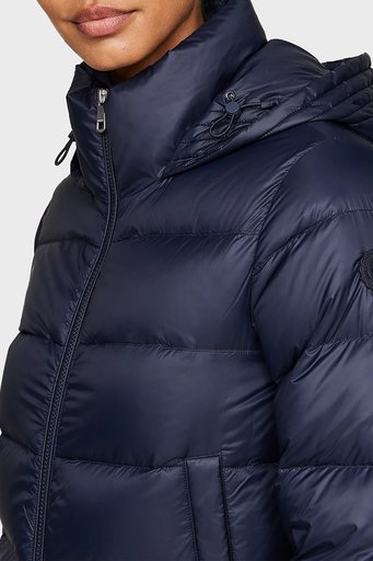 Tommy Hilfiger Regular Fit Su İtici Kuş Tüyü Dolgulu Kapüşonlu Şişme Bayan Mont WW0WW43581 DW5 LACİVERT - 4