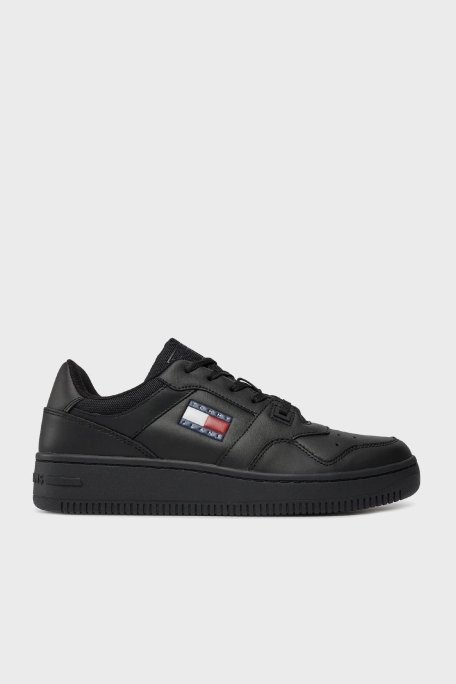 Tommy Hilfiger Retro Deri Sneaker Erkek Ayakkabı EM0EM01395 BDS SİYAH - 1