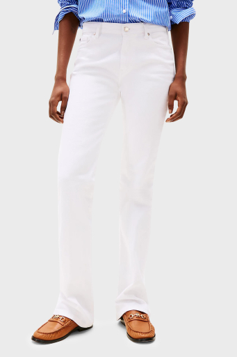 Tommy Hilfiger Streç Pamuklu Bootcut Yüksek Bel Düz Paça Jeans Bayan Kot Pantolon WW0WW44362 YCF BEYAZ - 1