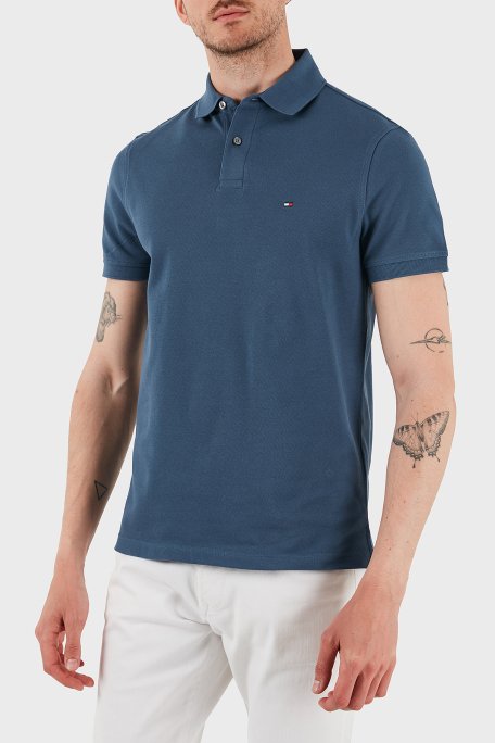 Tommy Hilfiger Streç Pamuklu Slim Fit Düğmeli Erkek Polo Yaka T Shirt MW0MW17770 DBZ MAVİ - 1