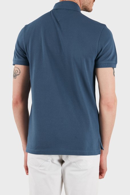 Tommy Hilfiger Streç Pamuklu Slim Fit Düğmeli Erkek Polo Yaka T Shirt MW0MW17770 DBZ MAVİ - 3
