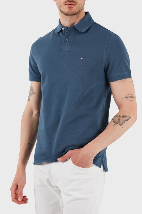 Tommy Hilfiger Streç Pamuklu Slim Fit Düğmeli Erkek Polo Yaka T Shirt MW0MW17770 DBZ MAVİ - 4