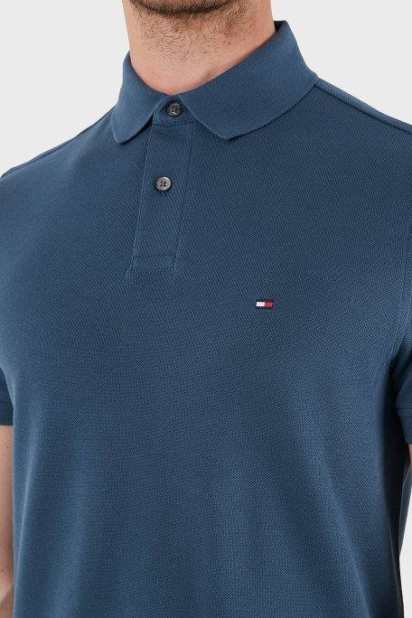 Tommy Hilfiger Streç Pamuklu Slim Fit Düğmeli Erkek Polo Yaka T Shirt MW0MW17770 DBZ MAVİ - 5