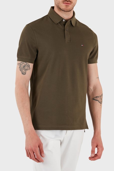 Tommy Hilfiger Streç Pamuklu Slim Fit Düğmeli Erkek Polo Yaka T Shirt MW0MW17770 RBN KOYU HAKİ - 2