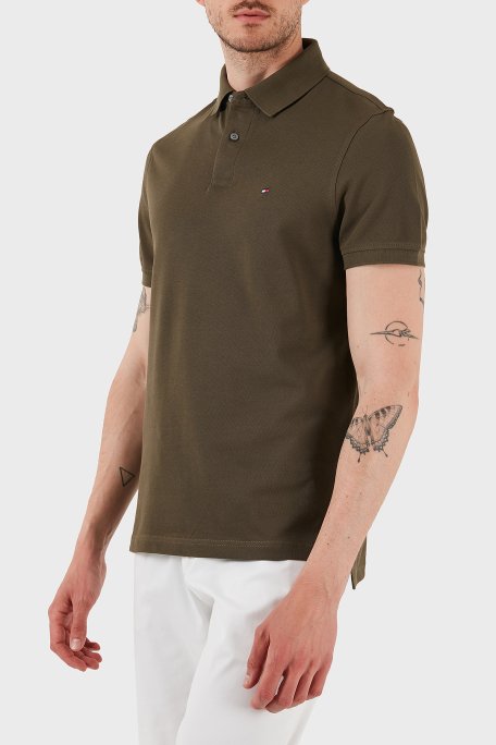 Tommy Hilfiger Streç Pamuklu Slim Fit Düğmeli Erkek Polo Yaka T Shirt MW0MW17770 RBN KOYU HAKİ - 3