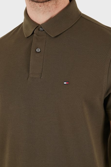 Tommy Hilfiger Streç Pamuklu Slim Fit Düğmeli Erkek Polo Yaka T Shirt MW0MW17770 RBN KOYU HAKİ - 4