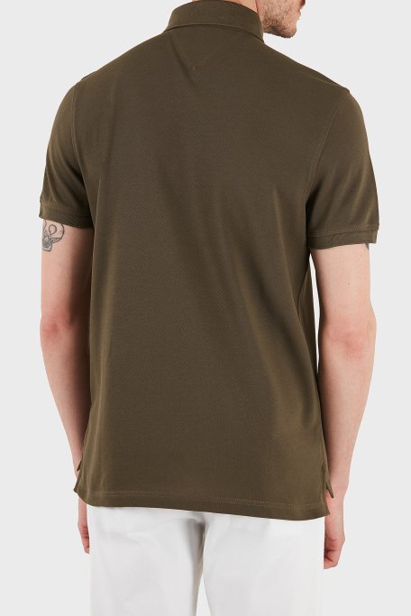 Tommy Hilfiger Streç Pamuklu Slim Fit Düğmeli Erkek Polo Yaka T Shirt MW0MW17770 RBN KOYU HAKİ - 5