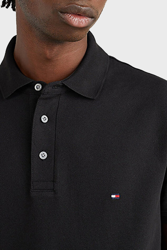 Tommy Hilfiger Streç Pamuklu Slim Fit Düğmeli Erkek Polo Yaka T Shirt MW0MW17771 BDS SİYAH - 1