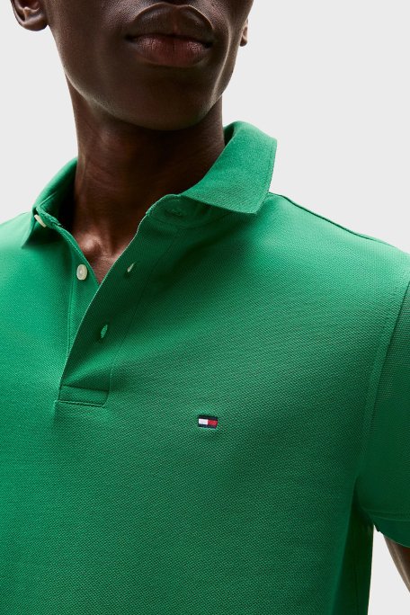 Tommy Hilfiger Streç Pamuklu Slim Fit Düğmeli Erkek Polo Yaka T Shirt MW0MW17771 L4F YEŞİL - 4