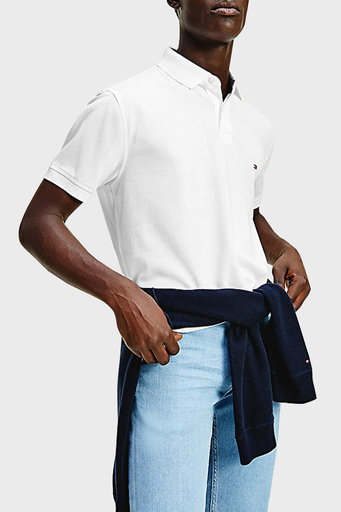Tommy Hilfiger Streç Pamuklu Slim Fit Düğmeli Erkek Polo Yaka T Shirt MW0MW17771 YBR BEYAZ - 1