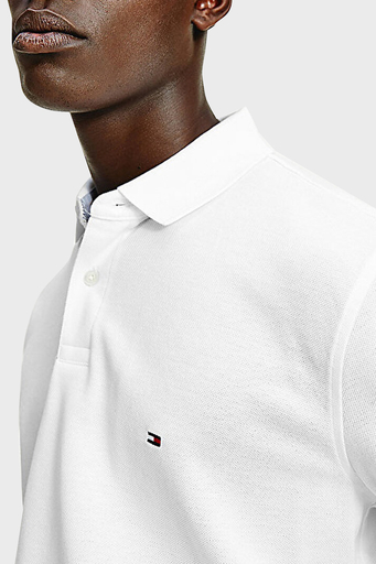 Tommy Hilfiger Streç Pamuklu Slim Fit Düğmeli Erkek Polo Yaka T Shirt MW0MW17771 YBR BEYAZ - 3