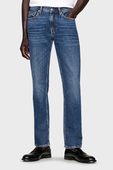 Tommy Hilfiger Streç Pamuklu Straight Fit Normal Bel Boru Paça Jeans Erkek Kot Pantolon MW0MW37370 1BF İNDİGO - 1