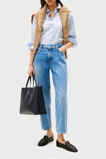 Tommy Hilfiger Streç Pamuklu Tapered Fit Yüksek Bel Daralan Paça Jeans Bayan Kot Pantolon WW0WW44365 1A8 MAVİ - 2