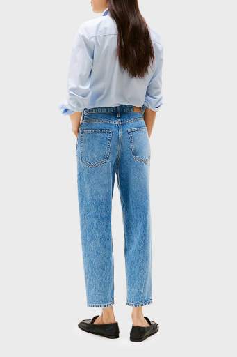 Tommy Hilfiger Streç Pamuklu Tapered Fit Yüksek Bel Daralan Paça Jeans Bayan Kot Pantolon WW0WW44365 1A8 MAVİ - 4