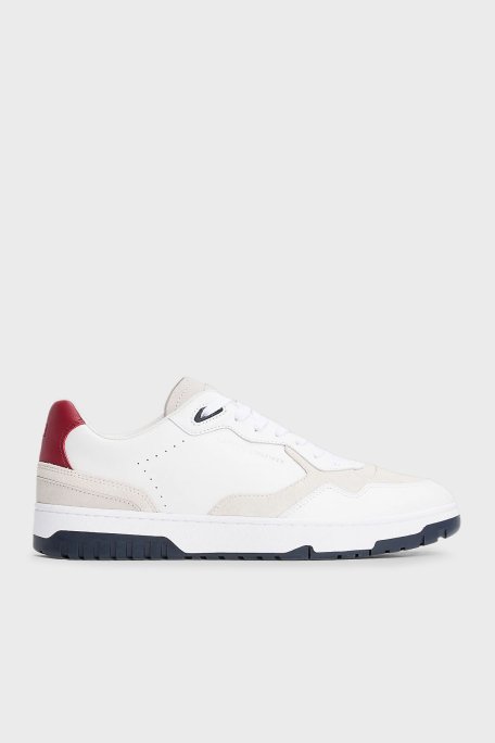 Tommy Hilfiger Süet Detaylı Deri Sneaker Erkek Ayakkabı FM0FM05490 YBS BEYAZ - 1