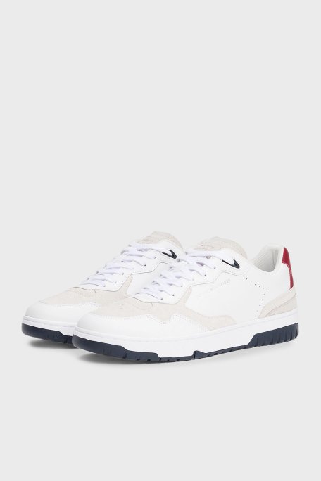 Tommy Hilfiger Süet Detaylı Deri Sneaker Erkek Ayakkabı FM0FM05490 YBS BEYAZ - 3