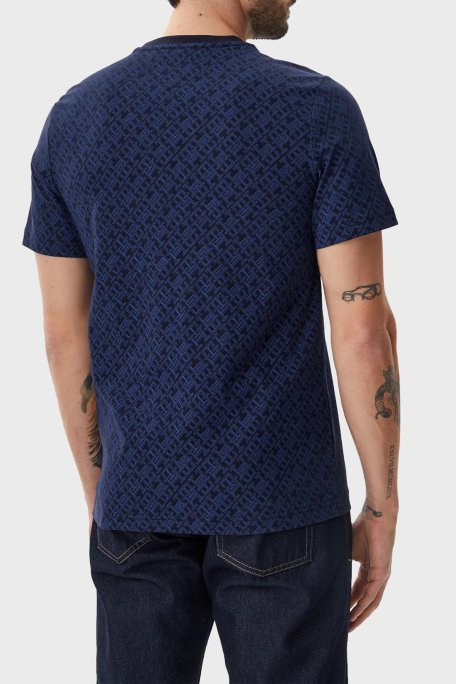 Tommy Hilfiger Tamamı Logolu % 100 Pamuk Regular Fit Bisiklet Yaka Erkek T Shirt MW0MW39251 DW5 LACİVERT - 3