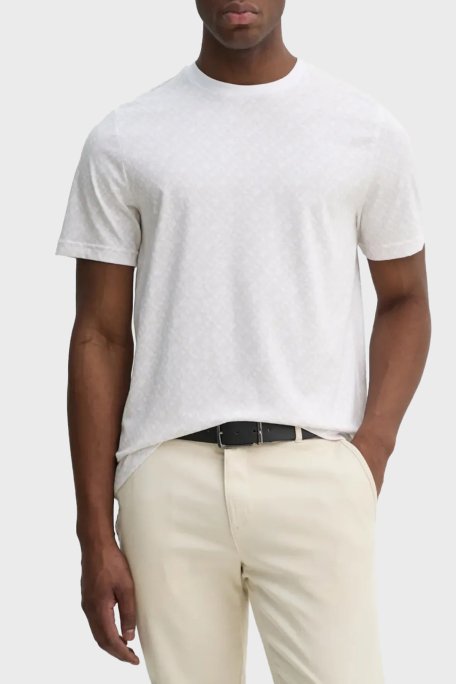Tommy Hilfiger Tamamı Logolu % 100 Pamuk Regular Fit Bisiklet Yaka Erkek T Shirt MW0MW39251 YBL BEYAZ - 1
