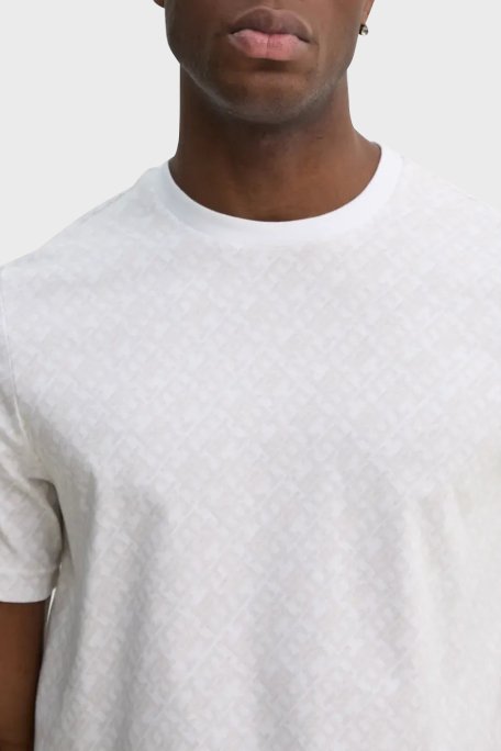 Tommy Hilfiger Tamamı Logolu % 100 Pamuk Regular Fit Bisiklet Yaka Erkek T Shirt MW0MW39251 YBL BEYAZ - 4
