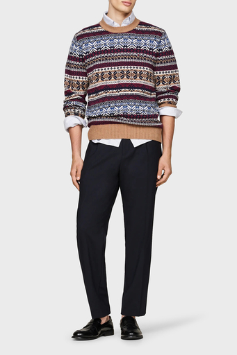 Tommy Hilfiger Yün Karışımlı Regular Fit Bisiklet Yaka Desenli Erkek Kazak MW0MW37026 0HD KAHVE - 3