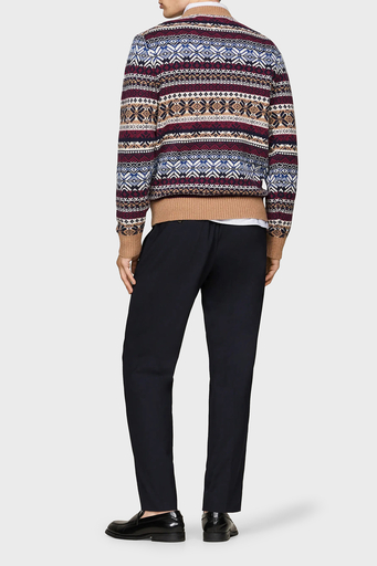 Tommy Hilfiger Yün Karışımlı Regular Fit Bisiklet Yaka Desenli Erkek Kazak MW0MW37026 0HD KAHVE - 7