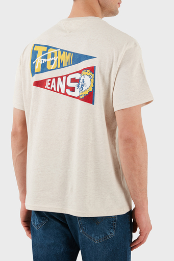 Tommy Jeans % 100 Pamuk Loose Fit Sırt Baskılı Erkek T Shirt DM0DM20350 AE3 BEJ - 2
