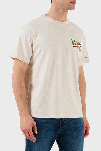 Tommy Jeans % 100 Pamuk Loose Fit Sırt Baskılı Erkek T Shirt DM0DM20350 AE3 BEJ - 3