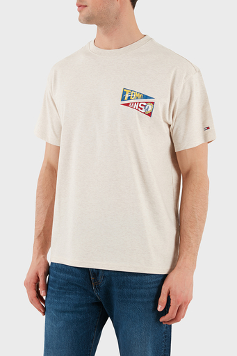 Tommy Jeans % 100 Pamuk Loose Fit Sırt Baskılı Erkek T Shirt DM0DM20350 AE3 BEJ - 4