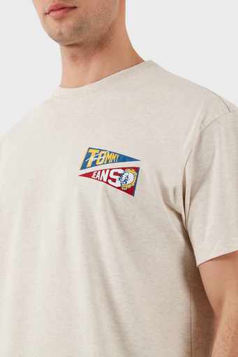 Tommy Jeans % 100 Pamuk Loose Fit Sırt Baskılı Erkek T Shirt DM0DM20350 AE3 BEJ - 5