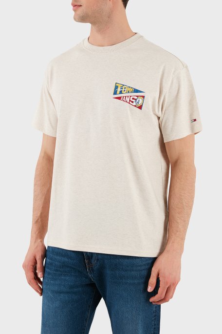 Tommy Jeans % 100 Pamuk Loose Fit Sırt Baskılı Erkek T Shirt DM0DM20350 AE3 BEJ - 4