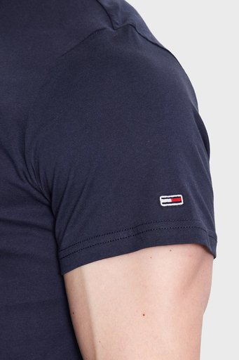 Tommy Jeans % 100 Pamuk Regular Fit Bisiklet Yaka Erkek T Shirt DM0DM16831 C87 LACİVERT - 4