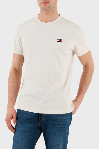 Tommy Jeans % 100 Pamuk Regular Fit Bisiklet Yaka Logolu Erkek T Shirt DM0DM20322 AE3 BEJ - 1